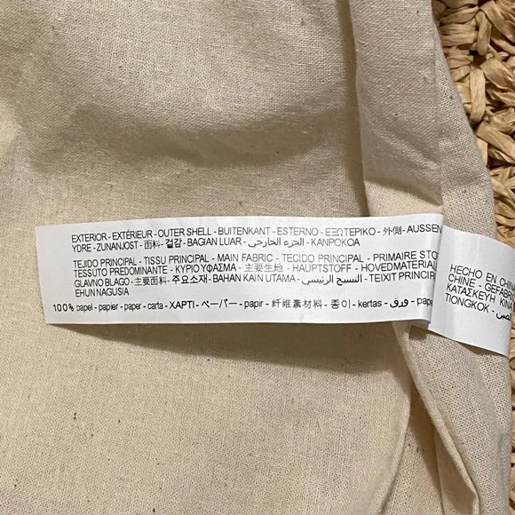 Zara Woven Raffia Straw Drawstring Backpack Tote Bag Neutral - Picture 10 of 15